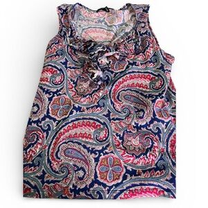 Lauren Ralph Lauren Colorful Paisley Sleeves blouse - Red and Blue Petite Medium
